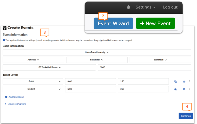 Wizard Connection Events Event Wizard: Managing Your Events
