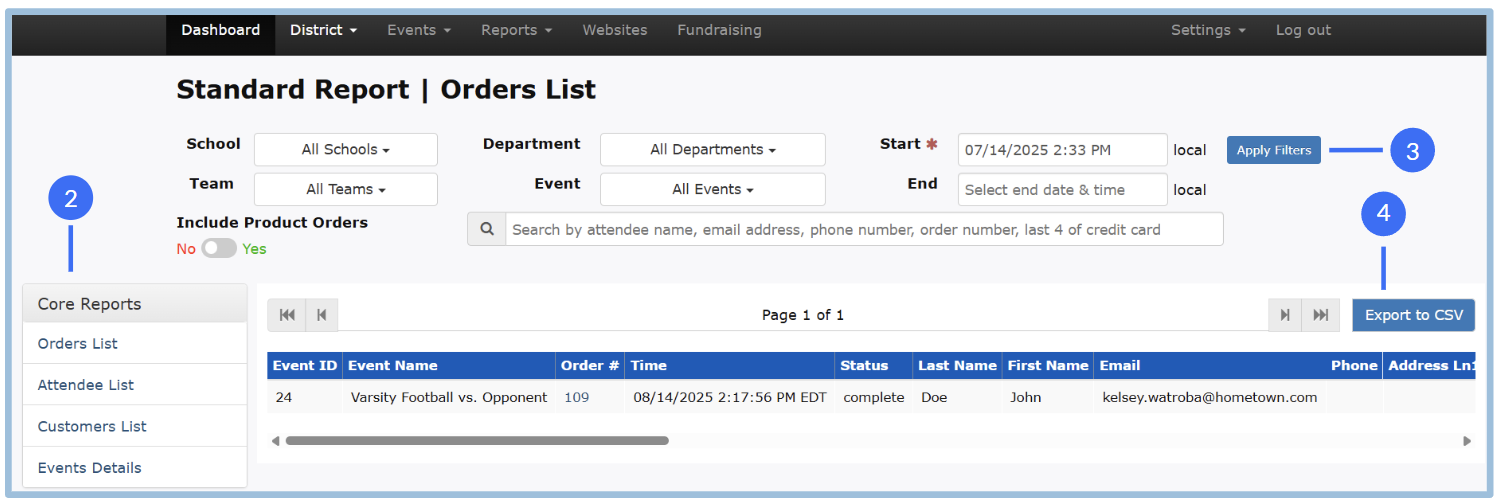 Reporting Center: Core Reports